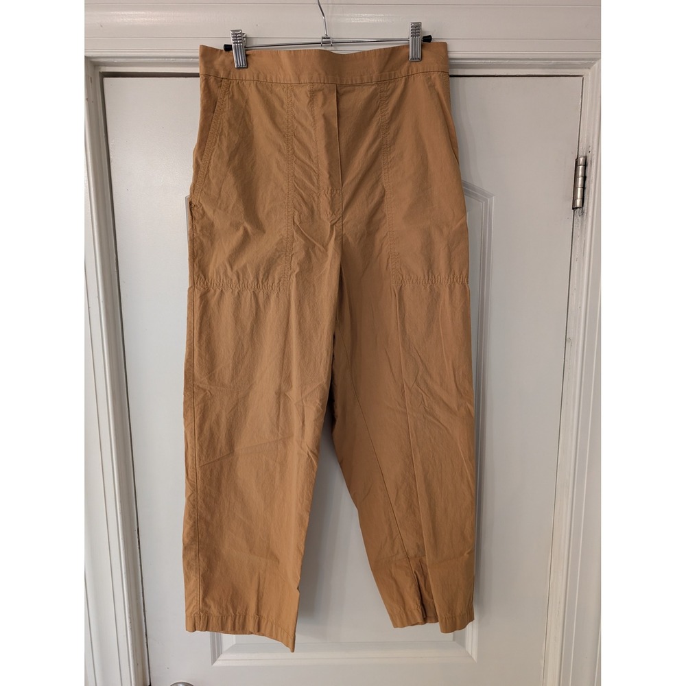 COS Women Tan Cotton Poplin Tapered Leg Pants High Rise size small* casual